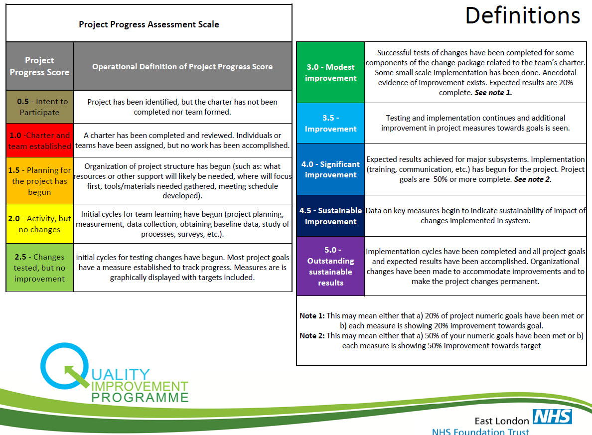 Progress Rating Scale Examples