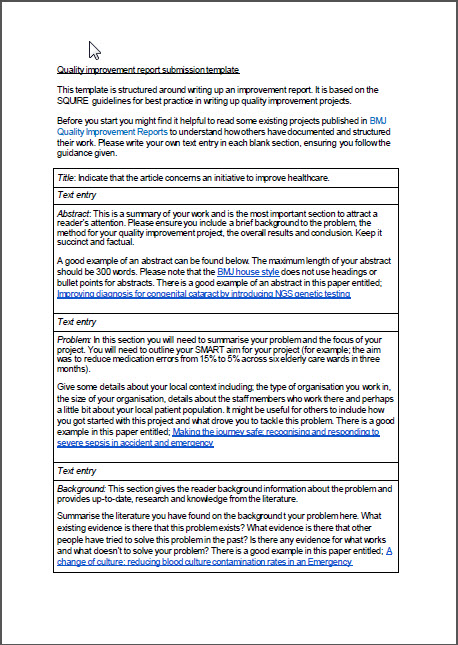 Writing a quality report