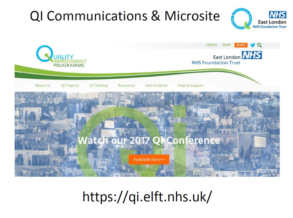 Qi Web QI Communications and Microsite - Quality Improvement - ELFT
