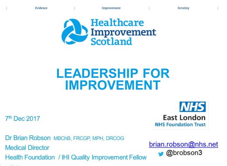 Leadership for Improvement – Dr Brian Robson