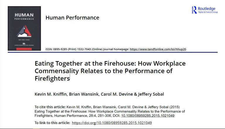 Eating Together at the Firehouse: How Workplace Commensality Relates to the Performance of Firefighters