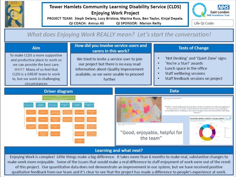 Tower Hamlet Community Learning Disability Service (CLDS) – To improve the work environment in order to provide the best care