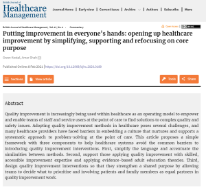 Putting improvement in everyone’s hands: opening up healthcare improvement by simplifying, supporting and refocusing on core purpose