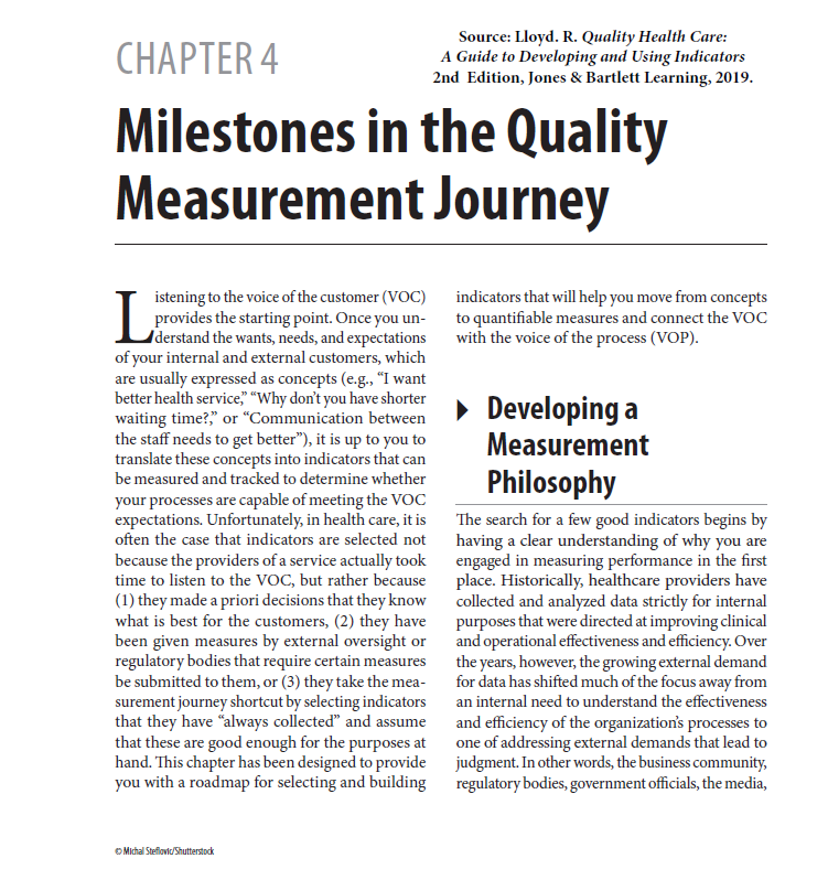 Milestones in the Quality Measurement Journey