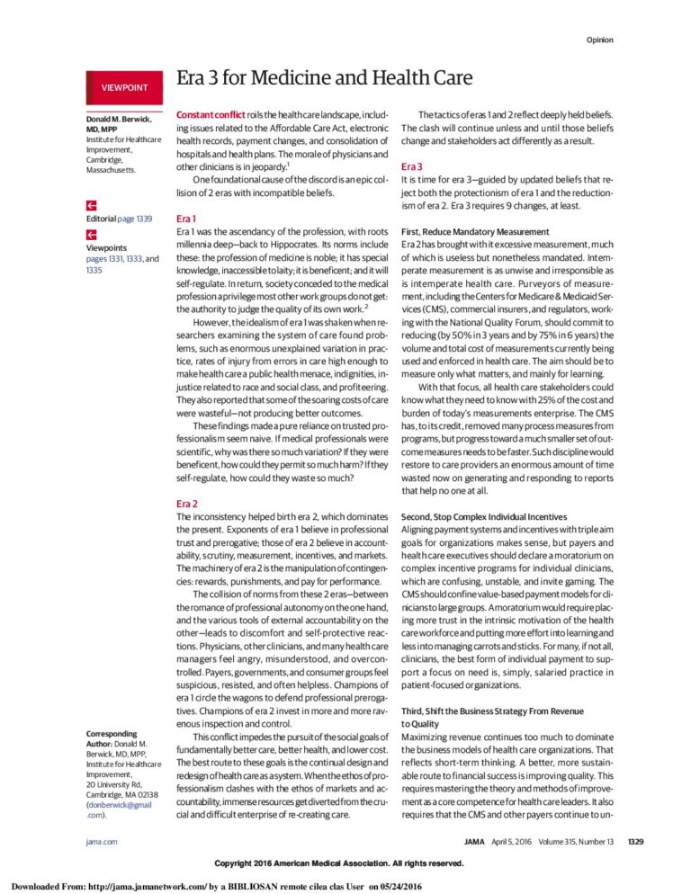 Era 3 for Medicine and Healthcare