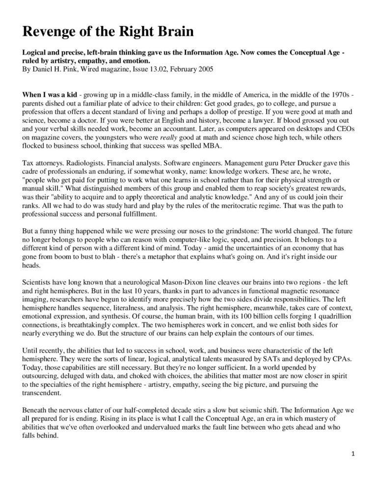 Revenge of The Right Brain