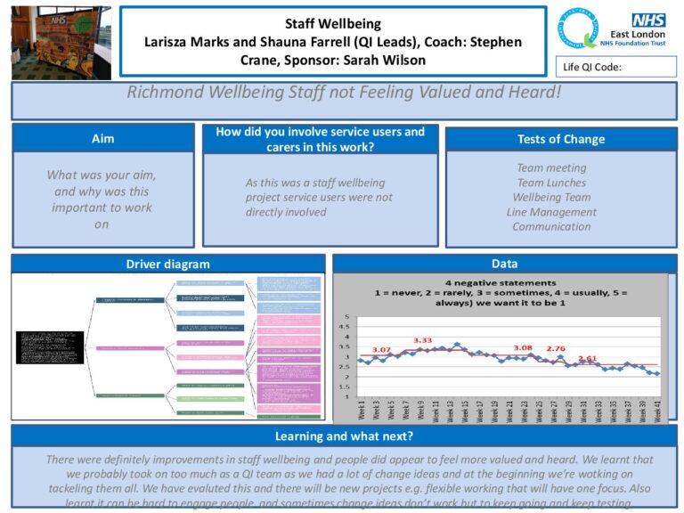 Richmond Wellbeing Service- To improve staff wellbeing and make them feel more valued