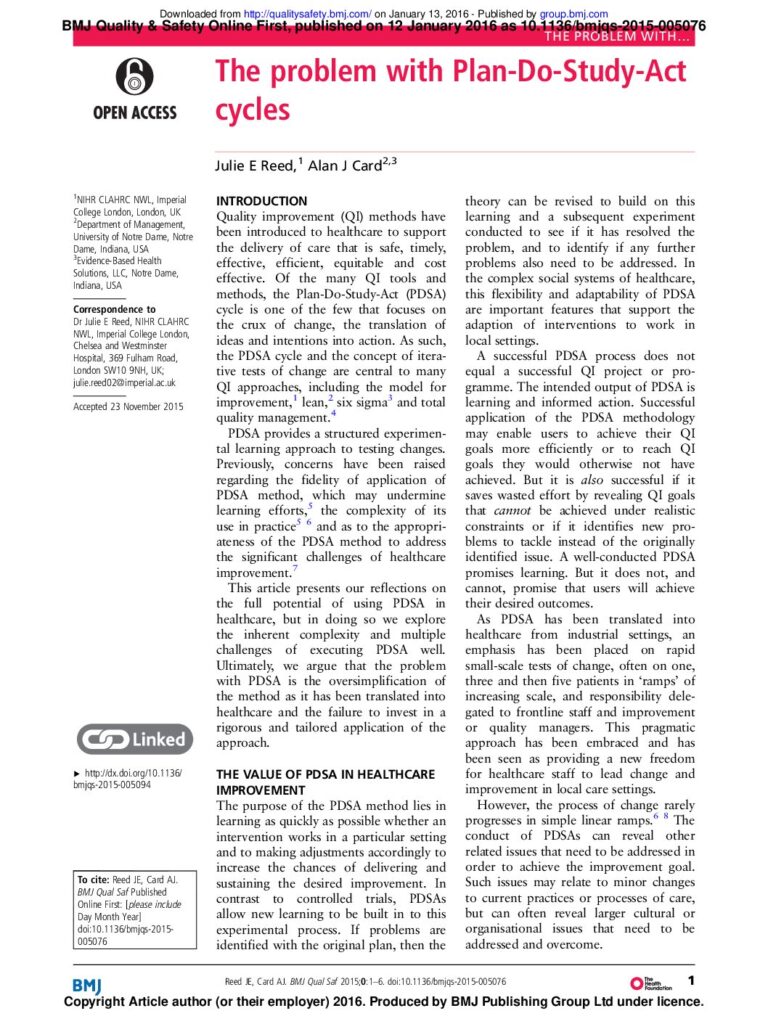 The Problem with Plan-Do-Study-Act cycles