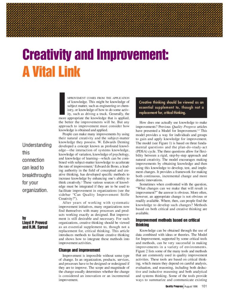 Creativity and Improvement