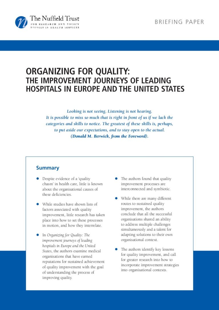 Organising For Quality
