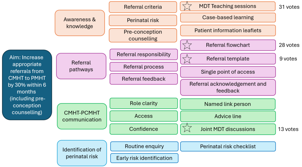 Driver diagram showing the team's theory of change