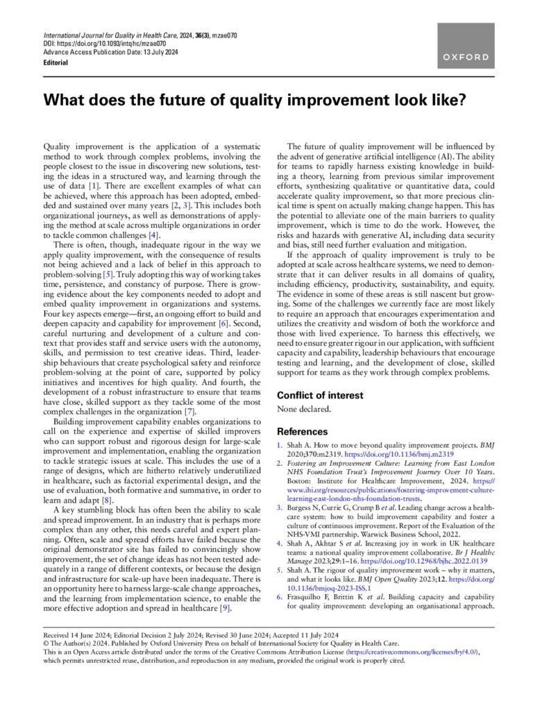 The Future of Quality Improvement