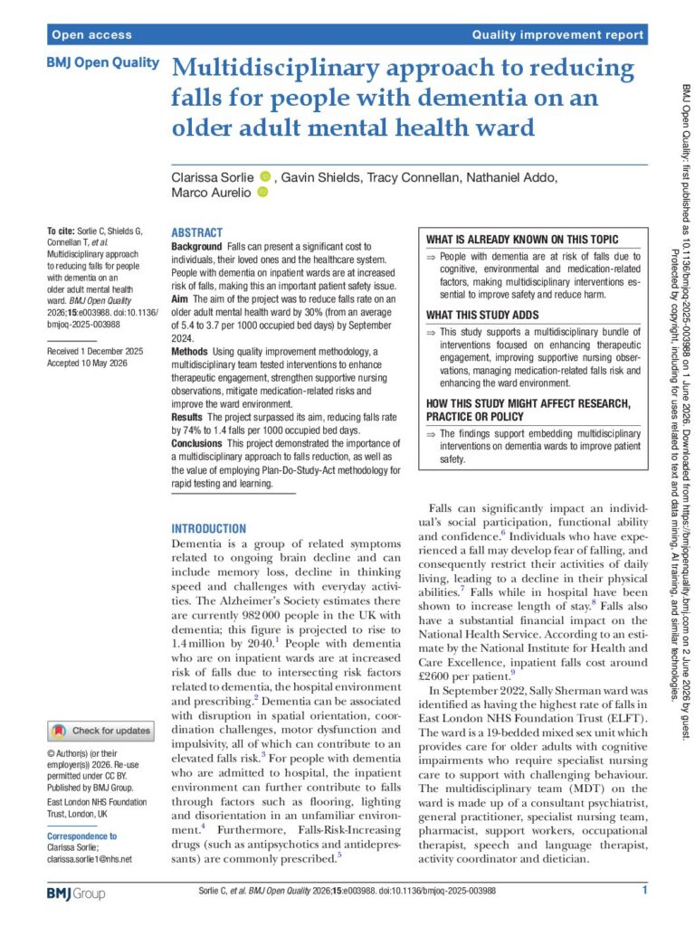 Reducing falls for people with dementia