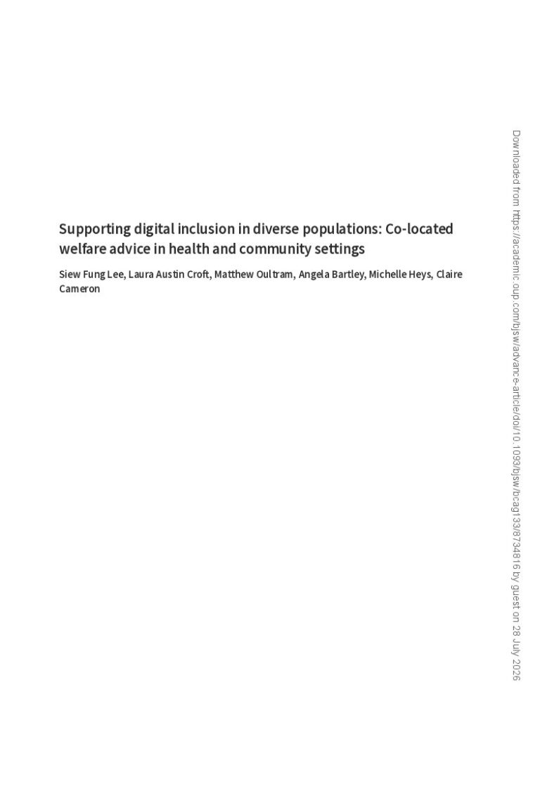 Supporting digital inclusion in diverse populations: Co-located welfare advice in health and community settings